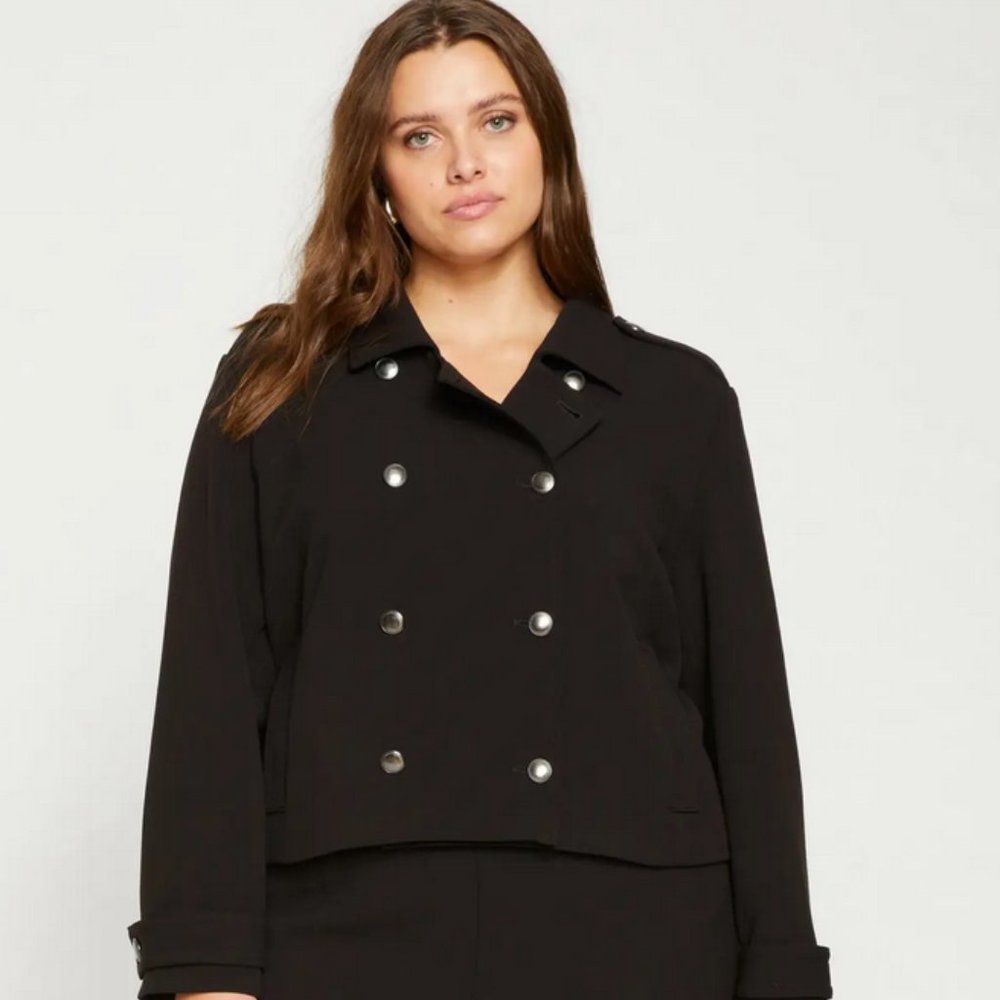 Universal Standard Nadia Crepe Jersey Military Jacket Black 14, 16